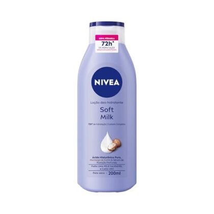 Aqui estão algumas opções de texto ALT para a imagem, utilizando "Hidratação NIVEA", com diferentes níveis de detalhe e foco: **Opção 1 (Mais Simples):** `Hidratação NIVEA. NIVEA Hidratante Desodorante Soft Milk para pele seca.` **Opção 2 (Um pouco mais descritiva):** `Hidratação NIVEA. Frasco de NIVEA Soft Milk, hidratante desodorante para pele seca, prometendo 48h de hidratação.` **Opção 3 (Focada nos benefícios):** `Hidratação NIVEA. Experimente a suavidade do NIVEA Soft Milk. Hidratação intensa para pele seca, com textura leve e fragrância agradável.` **Opção 4 (Com palavras-chave):** `Hidratação NIVEA. NIVEA Hidratante Desodorante Soft Milk 200ml, ideal para pele seca. Pele macia, cheirosa e hidratada por até 48 horas.` **Qual escolher?** A melhor opção depende do contexto e do público-alvo. * Se o objetivo é apenas garantir a acessibilidade, a **Opção 1** é suficiente. * Se você quer dar mais informações sobre o produto, a **Opção 2** ou **Opção 3** são melhores. * Se você quer otimizar para SEO e usar palavras-chave relevantes, a **Opção 4** é a mais indicada. Lembre-se que o texto ALT deve ser conciso e relevante para a imagem.