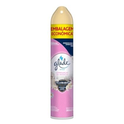 Aqui estão algumas opções de texto ALT para a imagem, utilizando "Glade Aromatizador", variando em descrição e foco: * **Opção 1 (Descritiva):** Glade Aromatizador de Ambiente Aerosol Lembranças da Infância, spray de 360ml. * **Opção 2 (Focada na marca):** Glade Aromatizador, fragrância Lembranças da Infância para um ambiente acolhedor. * **Opção 3 (Ênfase no produto):** Glade Aromatizador Aerosol 360ml, ideal para perfumar sua casa. * **Opção 4 (Alternativa mais simples):** Glade Aromatizador Lembranças da Infância. A escolha ideal depende do contexto da imagem e do objetivo da sua página. Se a imagem for apenas ilustrativa, a opção mais simples pode ser suficiente. Se a imagem for parte de uma página de produto, uma descrição mais detalhada pode ser mais útil.