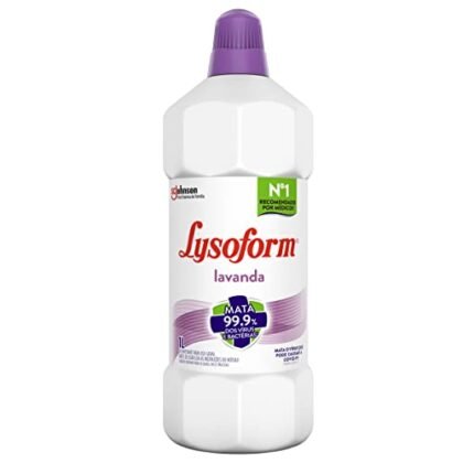 Algumas opções de texto ALT para a imagem, considerando o título do produto: * **Lysoform Lavanda 1L: Desinfetante líquido para limpeza pesada com aroma de lavanda.** (Mais descritivo) * **Lysoform Lavanda: Limpeza e desinfecção com o poder do Lysoform e o aroma relaxante de lavanda.** (Foca nos benefícios) * **Lysoform Lavanda 1L.** (Mais conciso, bom se o contexto já for claro) * **Frasco de Lysoform Lavanda, desinfetante líquido, 1 litro.** (Descreve o que é visto na imagem) A melhor opção depende do contexto em que a imagem está sendo usada. Se o objetivo é ser o mais informativo possível para pessoas com deficiência visual, a primeira opção é a melhor. Se o objetivo é chamar a atenção para o produto, a segunda opção pode ser mais eficaz.
