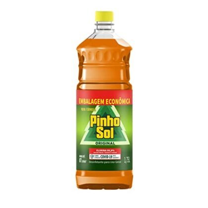 Aqui estão algumas opções de texto ALT para a imagem do Pinho Sol Desinfetante Original 1.75L, considerando diferentes abordagens: **Opção 1 (Descritiva e simples):** `Pinho Sol Original, desinfetante com aroma de pinho em embalagem de 1.75L.` **Opção 2 (Focando na marca e produto):** `Pinho Sol Original: Desinfetante concentrado para limpeza e desinfecção com o clássico aroma de pinho.` **Opção 3 (Considerando acessibilidade):** `Imagem de um frasco de Pinho Sol Original, desinfetante multiuso para limpeza da casa. A embalagem é verde com o logo Pinho Sol.` **Opção 4 (Adicionando um benefício principal):** `Pinho Sol Original 1.75L: Desinfetante que limpa, desinfeta e perfuma sua casa com o poder do pinho.` **Qual escolher?** * Se o contexto for uma loja online, a **Opção 1 ou 4** são boas escolhas, pois mencionam o volume e um benefício. * Se o foco for na marca, a **Opção 2** é mais adequada. * Se a acessibilidade é uma prioridade, a **Opção 3** é uma boa escolha. Lembre-se que o texto ALT deve ser conciso e informativo, fornecendo contexto para quem não pode ver a imagem.
