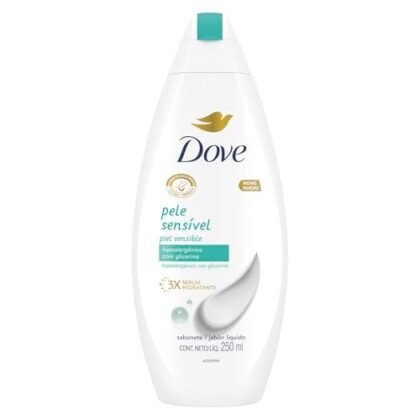 Aqui estão algumas opções de texto ALT para a imagem, usando "Dove Pele Sensível", com diferentes níveis de detalhe: * **Opção 1 (Simples):** Dove Pele Sensível * **Opção 2 (Um pouco mais descritiva):** Dove Pele Sensível Sabonete Líquido * **Opção 3 (Mais informativa):** Dove Pele Sensível Sabonete Líquido para Pele Sensível, 250ml * **Opção 4 (Com foco no benefício):** Sabonete Líquido Dove Pele Sensível: cuidado suave para sua pele. A melhor opção depende do contexto da imagem e do que você quer destacar. Se a imagem mostra claramente o produto, a opção mais simples (Opção 1) pode ser suficiente. Se você quer ser mais específico, use a Opção 3. Se você quer enfatizar os benefícios do produto, use a Opção 4.