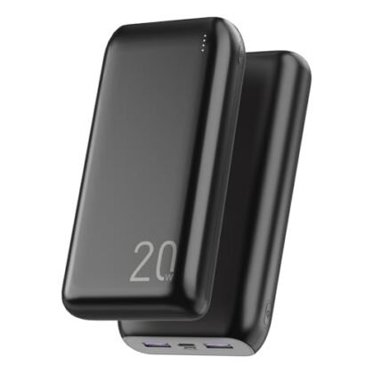 Aqui estão algumas opções de texto ALT para a imagem, usando "Power Bank 20000mAh", variando em nível de detalhe: **Opção 1 (Simples e direta):** `Power Bank 20000mAh` **Opção 2 (Um pouco mais descritiva):** `Power Bank 20000mAh portátil, carregador de bateria externo.` **Opção 3 (Incluindo cor, útil se a cor for importante):** `Power Bank 20000mAh preto.` **Opção 4 (Destacando a capacidade):** `Carregador portátil Power Bank 20000mAh para dispositivos móveis.` **Qual usar?** A melhor opção depende do contexto da imagem e do que você quer destacar. Se a imagem for apenas para ilustrar o produto, a opção 1 ou 2 são suficientes. Se a cor for importante, use a opção 3. Se você quer enfatizar a capacidade de carregamento, use a opção 4.