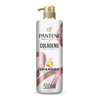 Aqui estão algumas opções de texto ALT, variando em descrição e detalhes: **Opção 1 (Mais simples):** `Pantene Colágeno` **Opção 2 (Um pouco mais descritiva):** `Shampoo Pantene Colágeno Hidrata e Resgata` **Opção 3 (Incluindo cor e volume):** `Shampoo Pantene Colágeno Hidrata e Resgata, embalagem rosa de 510ml` **Opção 4 (Mais focada nos benefícios):** `Shampoo Pantene Colágeno para hidratação e resgate capilar` **Qual escolher?** * Se o contexto da imagem é puramente para identificar o produto, a **Opção 1** ou **Opção 2** são suficientes. * Se o contexto requer mais detalhes (como em um catálogo de produtos), a **Opção 3** é melhor. * Se o foco é destacar os benefícios do produto, a **Opção 4** é uma boa escolha. Lembre-se de que o texto ALT deve ser conciso e informativo para pessoas com deficiência visual e para mecanismos de busca.