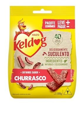 Aqui estão algumas opções de texto ALT para a imagem, usando "Bifinho Keldog", variando em descrição e foco: * **Opção 1 (Simples e direta):** Bifinho Keldog. * **Opção 2 (Mais descritiva):** Bifinho Keldog sabor churrasco. * **Opção 3 (Foco no produto):** Bifinho Keldog Evolutivo Criadores. * **Opção 4 (Para e-commerce):** Pacote de Bifinho Keldog 500g sabor churrasco. A melhor opção dependerá do contexto em que a imagem está sendo usada. Se você precisar de mais opções, me diga qual o objetivo da imagem!