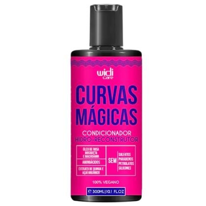 Aqui estão algumas opções de texto ALT, utilizando "Curvas Mágicas" e com diferentes níveis de detalhe: **Opção 1 (Curta e direta):** `Condicionador Curvas Mágicas Widi Care para cabelos cacheados e crespos.` **Opção 2 (Um pouco mais descritiva):** `Embalagem do Condicionador Curvas Mágicas Widi Care, um hidro-reconstrutor para definir e hidratar cabelos cacheados e crespos.` **Opção 3 (Foco na marca):** `Widi Care Curvas Mágicas: Condicionador hidro-reconstrutor de 300ml para cachos definidos e saudáveis.` **Opção 4 (Considerando acessibilidade):** `Imagem do Condicionador Curvas Mágicas Widi Care. Ajuda a hidratar e reconstruir cabelos cacheados e crespos.` **Qual escolher?** * Se o contexto da imagem já for claro (ex: página de produto da Widi Care), a opção 1 ou 2 são suficientes. * Se a imagem estiver em um contexto mais amplo (ex: um blog sobre cuidados capilares), a opção 3 ou 4 podem ser melhores para dar mais informações. Lembre-se que o texto ALT deve ser conciso e informativo, descrevendo o que está na imagem de forma útil para quem não pode vê-la.