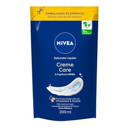 Aqui estão algumas opções de texto ALT para a imagem, utilizando "NIVEA Creme Care", com diferentes níveis de detalhe: **Opção 1 (Mais simples e direta):** `Refil de Sabonete Líquido NIVEA Creme Care` **Opção 2 (Um pouco mais descritiva):** `Refil de 200ml de Sabonete Líquido NIVEA Creme Care para uma pele hidratada.` **Opção 3 (Com foco na marca e produto):** `NIVEA Creme Care: Refil de Sabonete Líquido para uma limpeza suave e hidratante.` **Opção 4 (Se a embalagem for visível na imagem, adicionar):** `Refil de Sabonete Líquido NIVEA Creme Care, com embalagem azul característica da linha Creme Care.` **Qual escolher?** A escolha depende do contexto da imagem e da página em que ela está inserida. Se o texto ao redor já fala bastante sobre o produto, a opção mais simples pode ser suficiente. Se a imagem é a principal forma de apresentar o produto, uma opção mais descritiva pode ser melhor. Lembre-se: o objetivo do texto ALT é descrever a imagem para usuários que não conseguem vê-la, seja por deficiência visual ou por problemas de carregamento.