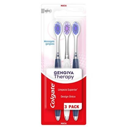 Aqui estão algumas opções de texto ALT para a imagem, utilizando "Gengiva Therapy", com diferentes níveis de detalhe: **Opção 1 (Curta e direta):** `Colgate Gengiva Therapy: Escovas de dente para cuidado das gengivas.` **Opção 2 (Um pouco mais descritiva):** `Escova de dente Colgate Gengiva Therapy: Ideal para higiene bucal e proteção das gengivas, embalagem com 3 unidades.` **Opção 3 (Focada no benefício):** `Colgate Gengiva Therapy: Cuide da saúde das suas gengivas com esta escova de dente suave e eficaz.` **Opção 4 (Se houver detalhes visuais importantes, como cores):** `Embalagem com 3 escovas de dente Colgate Gengiva Therapy. Design nas cores [Cor 1] e [Cor 2]. Para uma limpeza suave e eficaz das gengivas.` (Substitua [Cor 1] e [Cor 2] pelas cores predominantes na embalagem). **Qual usar?** * Se o contexto da imagem já for claro (ex: uma página de produto), a opção mais curta (Opção 1) pode ser suficiente. * Se você precisar fornecer mais informações sobre o produto ou seus benefícios, as opções 2 ou 3 são melhores. * Se a imagem tiver elementos visuais importantes que contribuem para a compreensão do produto (como cores ou design), a Opção 4 é mais apropriada. Lembre-se que o texto ALT deve ser conciso e informativo, transmitindo o significado da imagem para usuários que não podem vê-la. O objetivo é garantir a acessibilidade do conteúdo.