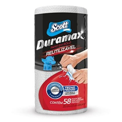 Aqui estão algumas opções de texto ALT para a imagem, considerando que o título do produto é "Scott Pano Duramax, Rolo Multiuso, 58 unidades" e focando em "Pano Multiuso Duramax": **Opções mais concisas:** * Pano Multiuso Duramax * Duramax Pano Multiuso **Opções mais descritivas (se o contexto permitir um texto um pouco mais longo):** * Pano Multiuso Duramax Scott * Rolo de Pano Multiuso Duramax * Pano Multiuso Duramax para limpeza **Considerações adicionais:** * Se a imagem mostrar o pano em uso (limpando uma superfície, por exemplo), você pode adicionar essa informação: "Pano Multiuso Duramax limpando [superfície]". * Se a imagem mostrar a embalagem do produto, mencionar a embalagem pode ser útil: "Embalagem do Pano Multiuso Duramax". A escolha do melhor texto ALT depende do contexto da imagem e do objetivo da sua descrição. A prioridade deve ser sempre fornecer uma descrição concisa e precisa do que está sendo mostrado na imagem, usando as palavras-chave relevantes ("Pano Multiuso Duramax").