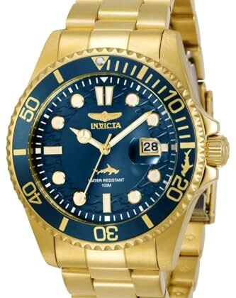 Aqui estão algumas opções de texto ALT para a imagem, considerando a descrição do produto e utilizando "Invicta Pro Diver Dourado": **Opção 1 (Simples e Direta):** `Invicta Pro Diver Dourado: Relógio masculino com movimento a quartzo.` **Opção 2 (Um pouco mais detalhada):** `Invicta Pro Diver Dourado (30024): Relógio masculino dourado da coleção Pro Diver.` **Opção 3 (Focada na Marca e Modelo):** `Relógio Invicta Pro Diver Dourado: Um clássico relógio masculino Invicta.` **Opção 4 (Com foco na cor):** `Invicta Pro Diver Dourado, relógio masculino com acabamento em dourado.` **Qual escolher?** A melhor opção depende do contexto da imagem e do que você deseja enfatizar. Se o foco é a marca e o modelo, a Opção 3 é boa. Se você precisa ser breve, a Opção 1 funciona bem. Se a cor dourada é o destaque, use a Opção 4.