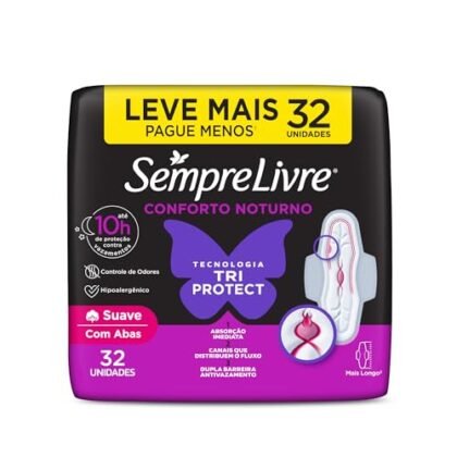Aqui estão algumas opções de texto ALT para a imagem, considerando que o título do produto é "Sempre Livre Absorvente Externo Noturno Plus Noite e Dia Suave 32un Embalagem pode variar": **Opção 1 (Simples e direta):** `Sempre Livre Noturno` **Opção 2 (Mais descritiva):** `Absorventes Sempre Livre Noturno Plus Noite e Dia Suave` **Opção 3 (Destacando a embalagem):** `Embalagem do absorvente Sempre Livre Noturno` **Opção 4 (Focada no uso):** `Absorventes noturnos Sempre Livre` **Qual escolher?** A melhor opção depende do contexto em que a imagem está sendo usada. Se a imagem é claramente de um pacote de absorventes Sempre Livre Noturno, a opção 1 é suficiente. Se você quer dar mais detalhes, a opção 2 ou 3 são melhores. A opção 4 é boa se o foco for o uso noturno do produto. **Considerações:** * O texto ALT deve ser conciso e descrever o que está na imagem. * Use palavras-chave relevantes para o produto. * Se a embalagem for diferente da padrão, mencionar "Embalagem pode variar" no texto ALT pode ser útil. * Pense em como um usuário com deficiência visual acessaria a imagem e qual informação seria mais relevante para ele.