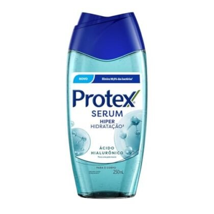 Aqui estão algumas opções de texto ALT para a imagem, utilizando "Protex Hialurônico", com diferentes níveis de detalhe: **Opção 1 (Mais curta):** `Protex Hialurônico Sabonete Líquido para Corpo` **Opção 2 (Um pouco mais descritiva):** `Protex Hialurônico Sérum, sabonete líquido para corpo em embalagem de 250ml.` **Opção 3 (Focada no benefício):** `Protex Hialurônico para uma pele hidratada e saudável. Sabonete líquido para o corpo.` **Qual escolher?** Depende do contexto e do que você quer enfatizar. Se o objetivo principal é apenas identificar o produto, a opção 1 é suficiente. Se você quer adicionar um pouco mais de informação, a opção 2 é boa. Se você quer destacar o benefício do produto, a opção 3 é a melhor. Em geral, para fins de acessibilidade, a opção 2 ou 3 são preferíveis, pois fornecem um contexto um pouco mais rico para usuários de leitores de tela.