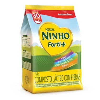 Aqui estão algumas opções de texto ALT para a imagem, usando "Ninho Forti+": **Opções curtas e descritivas:** * Ninho Forti+, Composto Lácteo Nestlé, embalagem de 750g. * Embalagem de 750g do composto lácteo Ninho Forti+. * Ninho Forti+: nutrição e sabor para o seu filho. **Opções mais detalhadas (dependendo do contexto da imagem e do público-alvo):** * Embalagem de 750g de Ninho Forti+, composto lácteo da Nestlé, rico em vitaminas e minerais para o desenvolvimento infantil. * Ninho Forti+ em pó, ideal para o crescimento saudável das crianças. Veja a embalagem de 750g. * Imagem da embalagem de Ninho Forti+ 750g, um composto lácteo nutritivo da Nestlé. **Dica:** Se a imagem mostrar o produto sendo usado (ex: uma criança bebendo), adicione essa informação ao texto ALT: * Criança bebendo Ninho Forti+, composto lácteo nutritivo da Nestlé. Embalagem de 750g mostrada ao fundo. Lembre-se de escolher a opção que melhor descreve a imagem e fornece o contexto necessário para o usuário.