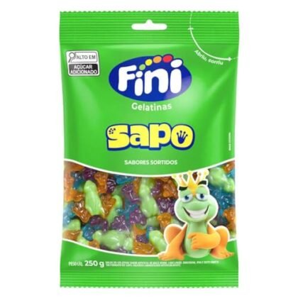 Aqui estão algumas opções de texto ALT para a imagem, considerando diferentes níveis de detalhe e foco: **Opções curtas e diretas:** * Fini Sapo * Gomas Fini Sapo **Opções um pouco mais descritivas:** * Fini Sapo, goma de gelatina * Pacote de Fini Sapo de 250g * Gomas em formato de sapo da Fini **Opções que podem ser úteis dependendo do contexto da imagem (por exemplo, se estiver em uma página de venda):** * Fini Sapo 250g - Compre agora suas gomas preferidas! * Fini Sapo, a goma ideal para adoçar o seu dia. * Imagem do pacote de Fini Sapo 250g. A escolha da melhor opção depende do contexto em que a imagem está sendo utilizada. Em geral, uma descrição curta e direta como "Fini Sapo" é suficiente, mas se houver espaço e necessidade de mais detalhes, as outras opções podem ser mais adequadas.