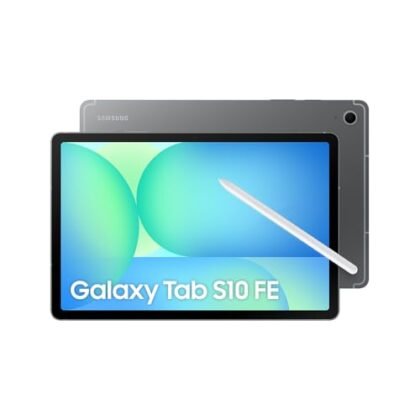 **Opções de texto ALT:** * **Galaxy Tab S10 FE cinza:** Descrição concisa, ideal se a cor for relevante. * **Tablet Galaxy Tab S10 FE:** Foco no tipo de produto e modelo. * **Samsung Galaxy Tab S10 FE:** Identifica a marca e o modelo. * **Imagem do Galaxy Tab S10 FE:** Mais genérico, mas funcional. A escolha depende do contexto da imagem e do que você quer enfatizar. Se a cor for importante, use a primeira opção. Caso contrário, as outras opções são boas alternativas.