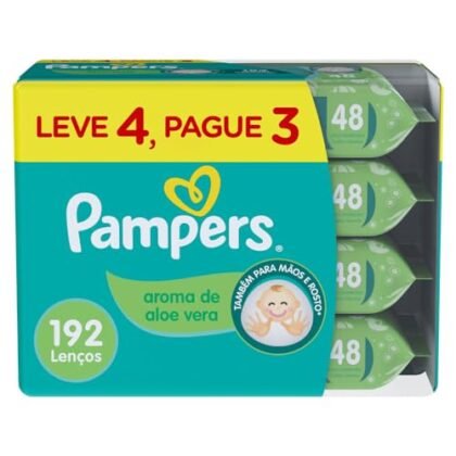 Aqui estão algumas opções de texto ALT para a imagem, com diferentes abordagens: **Opção 1 (Simples e direta):** `Pampers Aloe Vera` **Opção 2 (Um pouco mais descritiva):** `Pampers Aloe Vera, lenços umedecidos.` **Opção 3 (Focando no benefício):** `Pampers Aloe Vera para cuidado suave e refrescante.` **Opção 4 (Com ênfase na marca e tipo de produto):** `Pampers Aloe Vera, lenços umedecidos para bebês.` **Qual escolher?** A melhor opção depende do contexto da sua página e do que você quer enfatizar. Se você já mencionou "lenços umedecidos" no texto da página, a opção 1 ou 3 podem ser suficientes. Se você quer garantir que o usuário saiba exatamente o que está vendo, a opção 2 ou 4 são melhores.