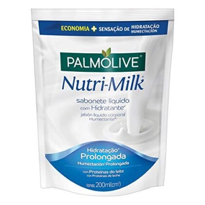 Aqui estão algumas opções de texto ALT para a imagem, com diferentes níveis de detalhe: * **Curto e direto:** Palmolive Nutri Milk * **Um pouco mais descritivo:** Refil de Sabonete Líquido Palmolive Nutri Milk * **Focando no benefício:** Palmolive Nutri Milk para uma pele hidratada. * **Detalhando o tipo de produto:** Refil de 200ml do Sabonete Líquido Hidratante Palmolive Nutri Milk. A melhor opção dependerá do contexto da imagem e do que você deseja enfatizar. Se a imagem é autoexplicativa e o objetivo é apenas garantir acessibilidade, a opção mais curta ("Palmolive Nutri Milk") pode ser suficiente. Se você precisa adicionar contexto ou destacar o benefício do produto, as opções mais longas são melhores.