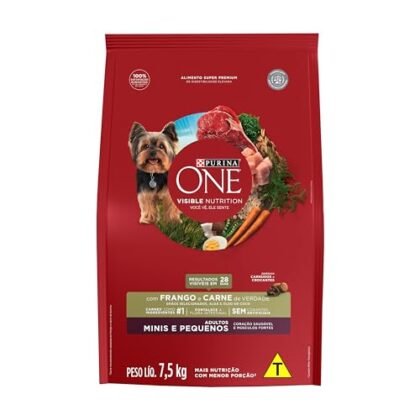 Aqui estão algumas opções de texto ALT para a imagem, considerando diferentes focos: **Opção 1 (Simples e Direta):** `Ração Purina One para cães adultos minis e pequenos, sabor frango e carne.` **Opção 2 (Destacando a Marca):** `Ração Purina One - Nutrição completa para cães adultos de raças mini e pequena.` **Opção 3 (Foco no Público Alvo):** `Ração Purina One ideal para a saúde do seu cão de pequeno porte.` **Opção 4 (Mais Descritiva):** `Embalagem de 7,5kg de Ração Purina One para cães adultos de raças pequenas, sabor frango e carne.` **Qual escolher?** * Se você precisa ser breve, a **Opção 1** é a melhor. * Se a prioridade é o reconhecimento da marca, a **Opção 2** é uma boa escolha. * Se você quer atrair donos de cães pequenos, a **Opção 3** pode ser mais eficaz. * Se você acha importante mencionar o tamanho da embalagem, a **Opção 4** é a mais completa. A escolha depende do contexto em que a imagem está sendo usada e do que você deseja destacar.