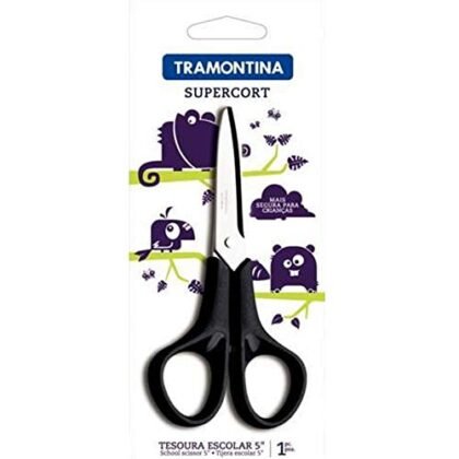 Aqui estão algumas opções de texto ALT para a imagem, considerando a palavra-chave "Tesoura Escolar": **Opções concisas:** * "Tesoura Escolar" * "Tesoura Escolar 5 polegadas" **Opções um pouco mais descritivas:** * "Imagem de uma tesoura escolar" * "Tesoura escolar para uso em sala de aula" **Opção se quiser indicar que é uma imagem do produto específico:** * "Tesoura Escolar, modelo de 5 polegadas" A melhor escolha depende do contexto da imagem na página. Se a página já está claramente sobre tesouras escolares, a opção mais curta é suficiente. Se for uma página mais geral, a opção mais descritiva pode ser melhor.