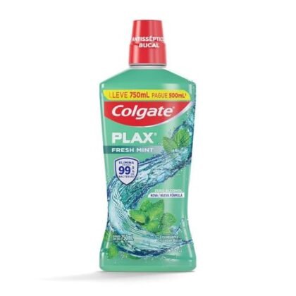 Aqui estão algumas opções de texto ALT para a imagem, usando "Colgate Plax Fresh Mint 750ml", variando em descritividade: **Opção 1 (Mais básica):** `Colgate Plax Fresh Mint 750ml` **Opção 2 (Um pouco mais descritiva):** `Enxaguante bucal Colgate Plax Fresh Mint 750ml` **Opção 3 (Foco na marca e tipo):** `Colgate Plax Fresh Mint, enxaguante bucal para hálito fresco, 750ml` **Opção 4 (Se a imagem mostrar a embalagem):** `Embalagem do enxaguante bucal Colgate Plax Fresh Mint 750ml` **Opção 5 (Se a imagem for parte de uma promoção):** `Colgate Plax Fresh Mint 750ml em promoção` A melhor opção dependerá do contexto da imagem e do seu objetivo. Se a imagem for apenas o produto em si, as opções 2 ou 3 são boas escolhas. Se a imagem fizer parte de um anúncio, a opção 5 pode ser melhor. Se for uma imagem muito básica, a opção 1 pode ser suficiente.