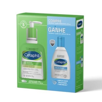 Aqui estão algumas opções de texto ALT para a imagem, variando em detalhes: **Opção 1 (Mais Simples):** `Cetaphil Hidratação: Kit com loção hidratante 473ml e loção de limpeza 120ml.` **Opção 2 (Um pouco mais descritiva):** `Cetaphil Hidratação: Promoção Compre e Ganhe com loção hidratante Cetaphil de 473ml e loção de limpeza Cetaphil de 120ml.` **Opção 3 (Foco na marca e benefício):** `Cetaphil Hidratação: Kit para pele sensível com loção hidratante de 473ml e loção de limpeza suave de 120ml.` **Opção 4 (Se houver um benefício específico na imagem, como "pele radiante"):** `Cetaphil Hidratação: Kit para uma pele hidratada e radiante com loção hidratante 473ml e loção de limpeza 120ml.` **Qual escolher?** A melhor opção depende do contexto da sua página e do que você quer enfatizar. Se você está apenas mostrando o produto, a opção 1 ou 2 são boas. Se você quer destacar os benefícios para a pele sensível, a opção 3 é melhor. Se a imagem enfatiza um resultado específico, use a opção 4 (adaptando-a para o benefício real da imagem).