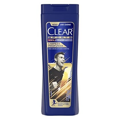 Aqui estão algumas opções de texto ALT, variando em detalhes: * **Opção 1 (Curta e direta):** Clear Men Limpeza Shampoo * **Opção 2 (Mais descritiva):** Clear Men Limpeza Profunda Shampoo, embalagem de 200ml. * **Opção 3 (Foco na marca):** Shampoo Clear Men Limpeza para homens.