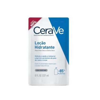 Aqui estão algumas opções de texto ALT, dependendo do que você quer enfatizar na imagem: **Opção 1 (Foco na marca e produto):** `Hidratação CeraVe: Refil da Loção Hidratante Corporal para pele seca e extra seca, 237ml.` **Opção 2 (Foco nos benefícios):** `Hidratação CeraVe: Loção hidratante para pele seca e extra seca, com textura fluida e ácido hialurônico.` **Opção 3 (Mais descritiva):** `Hidratação CeraVe: Imagem do refil da loção hidratante corporal CeraVe, para pele seca e extra seca, embalagem de 237ml.` **Opção 4 (Para acessibilidade - se a imagem for puramente decorativa, use um texto ALT vazio):** `Hidratação CeraVe` (Se a imagem for essencial para o contexto) **Recomendação:** A melhor opção dependerá do contexto da imagem na página e de qual aspecto da imagem você quer enfatizar. Se a imagem for o principal ponto de venda, use a opção 1 ou 2. Se for apenas ilustrativa, a opção 3 pode ser suficiente. Se a imagem for puramente decorativa, deixe o texto ALT vazio.