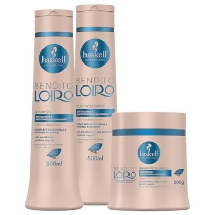 Aqui estão algumas opções de texto ALT, considerando o contexto e a palavra-chave "Loiro Forte": **Opções Curtas e Diretas:** * ALT: Kit Loiro Forte Bendito Loiro para cabelos loiros. * ALT: Bendito Loiro: Shampoo, condicionador e máscara para Loiro Forte. * ALT: Kit completo para Loiro Forte: Bendito Loiro 500ml. **Opções Mais Descritivas:** * ALT: Kit Bendito Loiro 500ml para cuidado completo dos cabelos loiros, promovendo um Loiro Forte e saudável. * ALT: Imagem do Kit Bendito Loiro com shampoo, condicionador e máscara, ideal para manter o Loiro Forte e vibrante. * ALT: Linha Bendito Loiro, com shampoo, condicionador e máscara de 500ml, para um Loiro Forte, hidratado e protegido. **Opção com Foco no Resultado:** * ALT: Conquiste um Loiro Forte e radiante com o Kit Bendito Loiro 500ml. **Qual escolher?** Depende da sua estratégia de SEO e do nível de detalhe que você quer fornecer. Se prioriza uma descrição rápida e direta, as opções curtas são ideais. Se quer ser mais específico e usar mais palavras-chave, as opções mais descritivas são melhores. **Recomendação:** Eu recomendo a opção: * **ALT: Kit Bendito Loiro 500ml para cuidado completo dos cabelos loiros, promovendo um Loiro Forte e saudável.** Essa opção é descritiva, inclui a palavra-chave "Loiro Forte" de forma natural e informa sobre o tamanho do produto.
