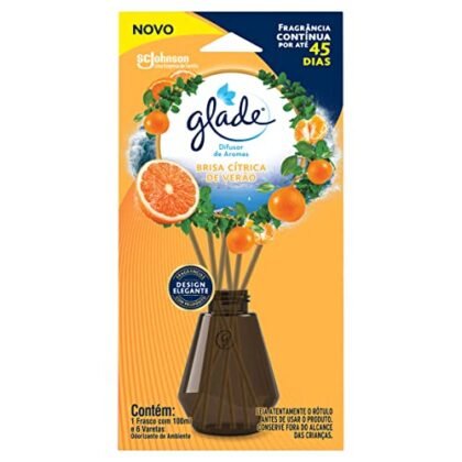 Aqui estão algumas opções de texto ALT para a imagem, considerando a frase "Aromatizador Glade" e buscando acessibilidade e descritividade: **Opção 1 (simples e direta):** `Aromatizador Glade, difusor de ambiente com varetas e fragrância Cítrica de Verão.` **Opção 2 (um pouco mais detalhada):** `Imagem de um Aromatizador Glade. Frasco de vidro contendo líquido aromatizador e seis varetas de bambu para difusão da fragrância Cítrica de Verão.` **Opção 3 (focada na experiência):** `Aromatizador Glade Cítrica de Verão. Uma forma fácil e elegante de perfumar sua casa com um aroma fresco e revitalizante.` **Opção 4 (considerando a marca):** `Aromatizador Glade: Difusor de ambiente com aroma Cítrica de Verão e varetas. Deixe sua casa mais agradável com Glade.` **Qual escolher?** A melhor opção depende do contexto da imagem e do que você quer enfatizar. Se o objetivo é simplesmente identificar o produto, a Opção 1 ou 2 são suficientes. Se você quer destacar a experiência ou a marca, a Opção 3 ou 4 podem ser melhores. **Importante:** O texto ALT deve ser conciso e relevante, descrevendo o essencial da imagem para usuários que não podem vê-la.