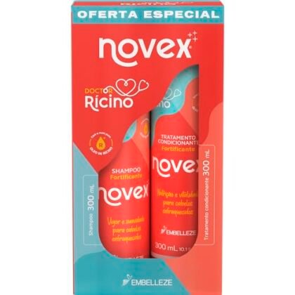 Aqui estão algumas opções de texto ALT para a imagem, usando "Novex Rícino", com diferentes níveis de detalhe: **Opção 1 (Curta e direta):** ``` Novex Rícino: Kit Shampoo e Condicionador ``` **Opção 2 (Um pouco mais descritiva):** ``` Novex Rícino: Kit para cuidados capilares com shampoo e condicionador. ``` **Opção 3 (Focada no ingrediente principal):** ``` Novex Rícino: Produtos capilares com óleo de rícino para fortalecer e hidratar. ``` **Opção 4 (Se quiser mencionar a marca e linha):** ``` Novex Doctor Rícino: Kit Shampoo e Condicionador para cabelos fortes e saudáveis. ``` A melhor opção depende do contexto da imagem e do que você quer destacar. Se a página já menciona a marca e o nome do produto, uma opção mais curta é suficiente. Se você quer enfatizar o ingrediente principal, a opção 3 é melhor.