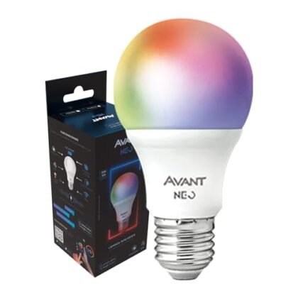 Aqui estão algumas opções de texto ALT para a imagem, utilizando "Lâmpada Inteligente", com diferentes níveis de detalhe: **Opção 1 (Simples):** `Lâmpada Inteligente LED RGB, Avant.` **Opção 2 (Um pouco mais detalhada):** `Lâmpada Inteligente LED Smart Wi-Fi Avant, com controle de cor RGB e temperatura de luz branca e amarela.` **Opção 3 (Mais detalhada e inclusiva - ideal para e-commerce):** `Lâmpada Inteligente LED Smart Wi-Fi Avant da linha NEO. Lâmpada RGB, com luz branca e amarela ajustável (2700K a 6500K), 10W, Bivolt e compatível com Alexa.` **Escolha a opção que melhor se adapta ao contexto da imagem e às necessidades do seu site. Se o foco for acessibilidade e descrição, a opção 3 é a melhor.**