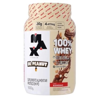 Aqui estão algumas opções de texto ALT para a imagem, utilizando "Whey Protein Bueníssimo", com diferentes níveis de detalhe: **Opção 1 (Mais simples):** `Whey Protein Bueníssimo, sabor Dr. Peanut, da Max Titanium.` **Opção 2 (Um pouco mais descritiva):** `Whey Protein Bueníssimo da Max Titanium, sabor Dr. Peanut, embalagem de 900g.` **Opção 3 (Mais completa, se aplicável):** `Embalagem de 900g de Whey Protein Bueníssimo, uma colaboração entre Max Titanium e Dr. Peanut. O pote tem um design que combina as marcas.` **Qual escolher?** A escolha depende do contexto da imagem. Se a imagem mostra apenas o pote e o foco é o produto em si, a Opção 2 é uma boa escolha. Se a imagem destaca a colaboração entre as marcas, a Opção 3 pode ser mais apropriada. Se o contexto for algo simples, como mostrar diversas opções de sabores, a opção 1 pode ser suficiente. Lembre-se que o objetivo do texto ALT é descrever a imagem para pessoas com deficiência visual ou quando a imagem não carrega. Seja conciso e informativo.