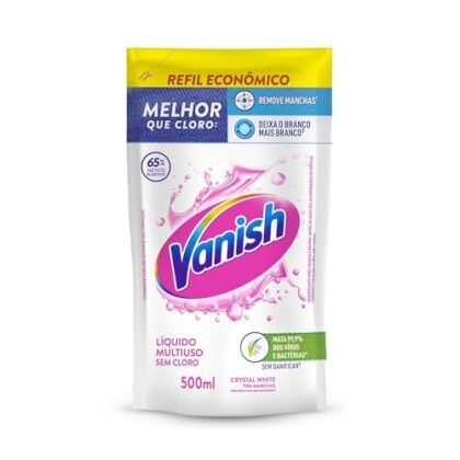 Aqui estão algumas opções de texto ALT para a imagem, utilizando "Vanish White", cada uma com um foco diferente: **Opção 1 (Simples e Descritiva):** `Vanish White: Refil econômico de tira manchas líquido para roupas brancas, 500ml.` **Opção 2 (Foco na Marca e Benefício):** `Vanish White: A solução para roupas brancas mais brancas e brilhantes. Refil econômico de 500ml.` **Opção 3 (Mais Detalhada):** `Vanish White: Tira manchas líquido Crystal White para roupas brancas, em embalagem refil econômica de 500ml. Ideal para manter o branco impecável.` **Opção 4 (Foco no Problema que Resolve):** `Vanish White: Livre-se das manchas em roupas brancas com este refil econômico de 500ml. Vanish White Crystal White.` **Qual escolher?** A melhor opção depende do contexto da sua página e do seu objetivo. Se você precisa ser breve, a Opção 1 ou 2 são boas escolhas. Se você tem mais espaço e quer ser mais informativo, a Opção 3 é uma boa pedida. A Opção 4 é útil se você está focando em atrair pessoas que já estão procurando por uma solução para manchas. Lembre-se que o texto ALT deve ser conciso e descrever a imagem de forma relevante para o conteúdo da página.