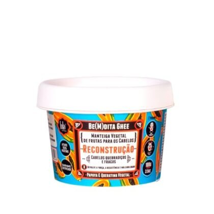 Aqui estão algumas opções de texto ALT para a imagem, utilizando "Ghee Reconstrução", e levando em consideração diferentes aspectos: **Opções Curtas e Diretas:** * `Ghee Reconstrução Lola Cosmetics` * `Be(M)Dita Ghee Reconstrução` * `Ghee Reconstrução para Cabelo` **Opções Mais Descritivas (mas ainda concisas):** * `Pote de Ghee Reconstrução Lola Cosmetics` * `Máscara Capilar Ghee Reconstrução Mamão` * `Ghee Reconstrução Lola Cosmetics para Cabelos Danificados` **Opção Mais Completa (se espaço não for problema):** * `Be(M)Dita Ghee Reconstrução Mamão 100G da Lola Cosmetics, para reconstrução capilar.` **Recomendação:** A melhor opção dependerá do contexto da sua página web. Se você tem pouco espaço, use uma das opções curtas. Se você pode ser mais detalhado, a opção mais completa é preferível. A opção "Pote de Ghee Reconstrução Lola Cosmetics" é um bom meio-termo.