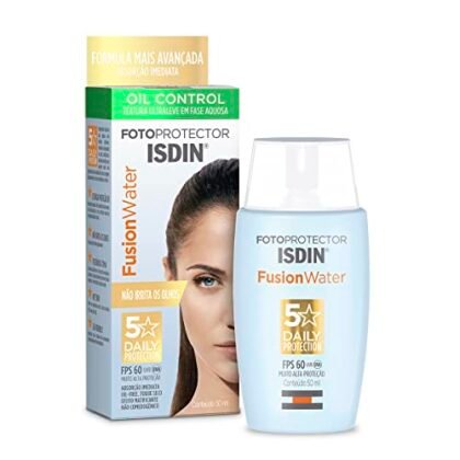 Aqui estão algumas opções de texto ALT para a imagem, focando em diferentes aspectos: **Opção 1 (Simples e direta):** `ISDIN Protetor Solar Facial` **Opção 2 (Mais descritiva):** `ISDIN Protetor Solar Facial Fusion Water` **Opção 3 (Focando na proteção):** `ISDIN Protetor Solar Facial com FPS 60` **Opção 4 (Completa e informativa):** `ISDIN Protetor Solar Facial Fusion Water para proteção solar do rosto.` **Qual escolher?** * Se o contexto já deixa claro que é um protetor solar, a opção 1 ou 2 são suficientes. * Se você quer enfatizar a proteção, a opção 3 é boa. * Se você quer ser o mais completo possível, a opção 4 é a melhor. A escolha depende do contexto da imagem e do que você quer enfatizar. Eu pessoalmente, recomendaria a opção 2 ou 4 para fornecer mais informação.