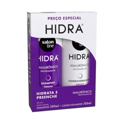 Aqui estão algumas opções de texto ALT, variando em detalhe e foco: **Opção 1 (Mais simples):** `Hidra Hialurônico Salon Line para cabelos ondulados, cacheados e crespos.` **Opção 2 (Um pouco mais descritiva):** `Kit Shampoo e Condicionador Salon Line Hidra Hialurônico, vegano, para hidratação de cabelos ondulados, cacheados e crespos.` **Opção 3 (Enfatizando o ingrediente chave):** `Linha Salon Line Hidra Hialurônico: Shampoo e Condicionador com ácido hialurônico para hidratação intensa de cabelos ondulados, cacheados e crespos.` **Qual escolher?** * Se o contexto da imagem é apenas mostrar o produto rapidamente, a **Opção 1** é suficiente. * Se você quer dar um pouco mais de informação sobre o tipo de produto e para quem ele é indicado, a **Opção 2** é melhor. * Se o foco é destacar o ingrediente principal e seus benefícios, a **Opção 3** é a ideal. A escolha depende do seu objetivo e do que você quer que o usuário entenda ao ver a imagem.