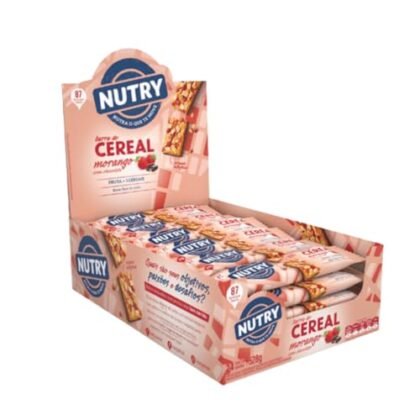 Aqui estão algumas opções de texto ALT para a imagem, considerando diferentes níveis de detalhe e foco: **Opção 1 (Curta e direta):** `Barra Nutry Morango Chocolate` **Opção 2 (Um pouco mais descritiva):** `Barra Nutry Morango Chocolate, barra de cereal individual.` **Opção 3 (Focando na marca e sabor):** `Barra Nutry sabor Morango com Chocolate.` **Opção 4 (Contexto do produto):** `Embalagem de Barra Nutry Morango Chocolate.` A melhor opção dependerá do contexto da imagem e do site onde ela será usada. Se a imagem é de apenas uma barra, a Opção 2 ou 3 funcionam bem. Se a imagem mostra a embalagem ou várias barras, a Opção 4 pode ser mais adequada. A Opção 1 é a mais genérica e serve como um ponto de partida.