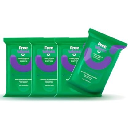 Aqui estão algumas opções de texto ALT para a imagem, considerando diferentes ênfases: **Opção 1 (Simples e descritiva):** `Lenço Antisséptico Free Wipes - Pack com 4 unidades` **Opção 2 (Focada na função):** `Lenço Antisséptico para limpeza e higiene - Free Wipes` **Opção 3 (Considerando a marca):** `Free Wipes: Lenço Antisséptico em embalagem com 4 unidades` **Opção 4 (Mais completa):** `Imagem de embalagem com 4 unidades de lenço antisséptico Free Wipes` **Qual escolher?** * Se você prioriza a identificação rápida do produto, a **Opção 1** é ideal. * Se quer destacar a função principal, use a **Opção 2**. * Se a marca é importante, a **Opção 3** é uma boa escolha. * Se você quer ser o mais descritivo possível, use a **Opção 4**. A escolha depende do contexto e do seu objetivo com a imagem. Se você estiver usando a imagem em uma loja online, a opção mais descritiva (Opção 4) pode ser a melhor, pois ajuda os mecanismos de busca a entenderem o conteúdo da imagem.