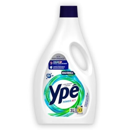 Aqui estão algumas opções de texto ALT para a imagem, considerando diferentes enfoques: **Opção 1 (Simples e descritiva):** `Ypê Power Act, lava roupas líquido em embalagem de 3 litros.` **Opção 2 (Destacando a marca):** `Lava roupas líquido Ypê Power Act, para roupas limpas e com cuidado.` **Opção 3 (Enfatizando o volume e o benefício):** `Embalagem econômica de 3L de Ypê Power Act, lava roupas líquido.` **Opção 4 (Se a imagem mostrar detalhes específicos, adicione):** `Ypê Power Act, lava roupas líquido 3L. [Mencione aqui detalhes visuais relevantes, como a cor da embalagem ou se há roupas limpas na imagem].` **Recomendação:** A opção mais simples e descritiva (Opção 1) geralmente é a melhor, a menos que a imagem contenha informações adicionais importantes. A escolha ideal depende do contexto onde a imagem será utilizada.