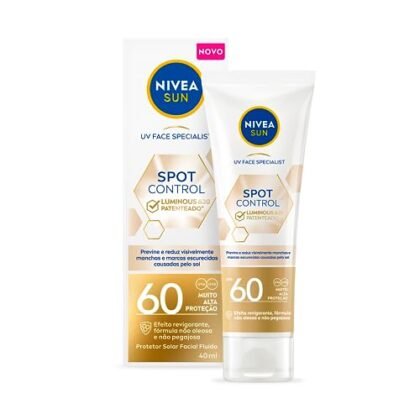 Aqui estão algumas opções de texto ALT para a imagem, utilizando "NIVEA Protetor Luminous", com diferentes níveis de detalhe: * **Opção curta e simples:** NIVEA Protetor Luminous * **Opção um pouco mais descritiva:** NIVEA Protetor Luminous FPS 60 * **Opção mais completa:** NIVEA Protetor Luminous 630 FPS60 para controle de manchas. A escolha da melhor opção depende do contexto da imagem e do quão detalhada você precisa que a descrição seja. Se a imagem estiver claramente mostrando o produto e sua embalagem, a opção mais curta pode ser suficiente. Se você quiser enfatizar os benefícios do produto, a opção mais completa é melhor.