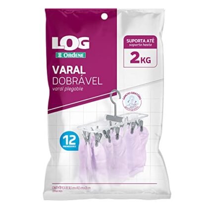 Aqui estão algumas opções de texto ALT, priorizando a descrição e acessibilidade: * **Varal Dobrável: Varal branco e cinza com 12 prendedores.** (Simples e direto) * **Varal Dobrável, modelo branco e cinza, da linha Log, com 12 pregadores.** (Adiciona mais detalhes sobre o produto) * **Varal Dobrável: Solução compacta para secar roupas, com 12 prendedores.** (Foca no benefício) A melhor opção depende do contexto onde a imagem será usada. Se for uma página de produto, a segunda opção é mais completa. Se for um banner promocional, a terceira pode ser mais chamativa.