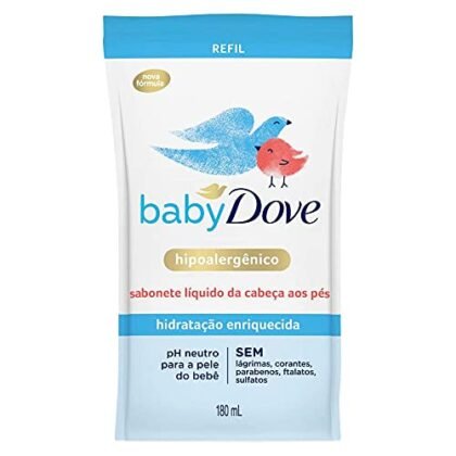 Aqui estão algumas opções de texto ALT para a imagem, usando "Baby Dove Hidratação", com diferentes níveis de detalhe: * **Opção 1 (Simples):** Baby Dove Hidratação * **Opção 2 (Um pouco mais descritiva):** Refil de sabonete líquido Baby Dove Hidratação Enriquecida. * **Opção 3 (Mais informativa):** Baby Dove Hidratação: Refil de sabonete líquido para bebês, hidratação enriquecida, 180ml. A melhor opção dependerá do contexto da imagem e da informação que você deseja transmitir. Se a imagem for autoexplicativa, a opção mais simples pode ser suficiente. Se você quiser fornecer mais detalhes, as opções mais descritivas são melhores.