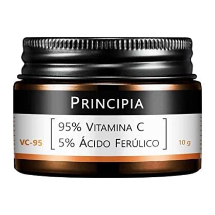 Aqui estão algumas opções de texto ALT, variando em nível de detalhe: * **Opção 1 (Simples):** Vitamina C Pura * **Opção 2 (Descritiva):** Frasco de Principia com Vitamina C Pura e Ácido Ferúlico. * **Opção 3 (Focada no Benefício):** Sérum com Vitamina C Pura para cuidados com a pele. * **Opção 4 (Mais Detalhada):** Produto Principia contendo 95% Vitamina C Pura e 5% Ácido Ferúlico, ideal para clarear e proteger a pele. **Qual escolher?** A escolha depende do contexto da imagem e do que você quer enfatizar. * Se a imagem é apenas uma foto do frasco, a **Opção 2** é uma boa escolha. * Se você quer destacar o ingrediente principal, a **Opção 1** é suficiente. * Se a imagem está em um contexto de cuidados com a pele, a **Opção 3** pode ser melhor. * Se você quer dar o máximo de informação possível, a **Opção 4** é a mais completa. Lembre-se que o texto ALT deve ser conciso e informativo.