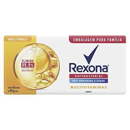 Aqui estão algumas opções de texto alternativo (alt text) para a imagem, utilizando "Rexona Multivitaminas", variando em nível de detalhe: **Opções:** * **Curto e simples:** Rexona Multivitaminas * **Um pouco mais descritivo:** Rexona Multivitaminas sabonete em barra. * **Mais detalhado (considerando que a imagem mostre o produto):** Embalagem de seis barras de sabonete Rexona Multivitaminas. **Qual escolher?** A escolha depende do contexto onde a imagem está sendo usada. Se o objetivo é puramente identificar a marca e produto, a opção curta é suficiente. Se você precisa dar um pouco mais de contexto (o que é geralmente melhor), as opções mais descritivas são preferíveis.