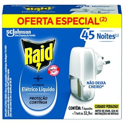 Aqui estão algumas opções de texto ALT para a imagem do produto "Raid Repelente Elétrico Líquido Anti Mosquitos 1 Aparelho + 1 Refil De 32 9 Ml", usando "Raid Repelente Elétrico": **Opções curtas e focadas:** * "Raid Repelente Elétrico: Aparelho e Refil para proteção contra mosquitos." * "Raid Repelente Elétrico: Solução eficaz contra mosquitos." * "Raid Repelente Elétrico: Aparelho com refil líquido." **Opções mais descritivas:** * "Raid Repelente Elétrico: Kit com aparelho e refil líquido de 32.9ml para afastar mosquitos." * "Imagem do Raid Repelente Elétrico, incluindo o aparelho e um refil de 32.9ml." * "Raid Repelente Elétrico: A solução completa para uma noite sem mosquitos." **Opção que foca na marca:** * "Raid Repelente Elétrico: Confiança e proteção contra mosquitos em sua casa." **Qual escolher?** A melhor opção depende do contexto da imagem e do seu objetivo. Se você quer ser breve e direto, as opções curtas são ideais. Se precisa ser mais descritivo, escolha uma das opções mais longas. Se o foco for a marca, a última opção é a mais adequada.