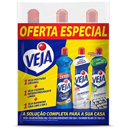 Aqui estão algumas opções de texto ALT para a imagem, variando em nível de detalhe: **Opção 1 (Simples):** `Kit Limpeza Veja` **Opção 2 (Um pouco mais descritiva):** `Kit Limpeza Veja: Multiuso, Cozinha Limão e Banheiro Tira Limo.` **Opção 3 (Mais detalhada):** `Kit Limpeza Veja com 3 produtos de 500ml: Limpador Multiuso Original, Limpador Cozinha Desengordurante Limão e Limpador Banheiro Tira Limo.` **Opção 4 (Focada no uso):** `Kit Limpeza Veja para toda a casa: Multiuso, Desengordurante para Cozinha e Tira Limo para Banheiro.` **Qual escolher?** A melhor opção depende do contexto da imagem e do seu objetivo. Se o objetivo é apenas identificar o produto, a Opção 1 ou 2 são suficientes. Se você quer fornecer mais informações, as opções 3 ou 4 são melhores. **Considerações:** * **SEO:** Se o objetivo é SEO, incluir palavras-chave relevantes (como "Kit Limpeza", "Veja", "Multiuso", "Desengordurante", "Tira Limo") é importante. * **Acessibilidade:** Pense em como um usuário com deficiência visual (que usa um leitor de tela) interpretaria o texto ALT. A descrição deve ser concisa, mas informativa. * **Contexto:** Se a imagem está em uma página de produto, as opções mais detalhadas são mais úteis. Se está em um banner promocional, a opção mais simples pode ser suficiente.