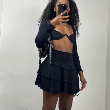 CONJUNTO DUQUESA EM VISCOLYCRA COM ARO DE SUSTENTAÇÃO E SAIA COM SHORT POR BAIXO – Imagem 1 [nsid:896743788]