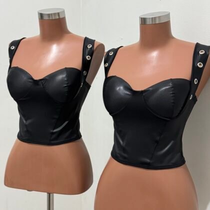 CROPPED EM CIRRÊ ACETINADO COM ILHÓS PRATA E BOJO – Imagem 1 [nsid:907336732]