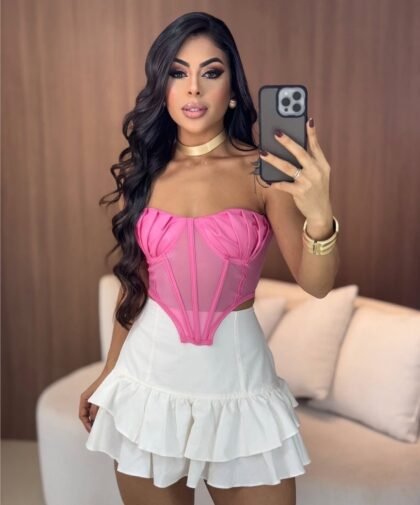 CORSELET EM TULE COM BARBATANAS E ZÍPER ATRÁS – Imagem 3 [nsid:922992595]