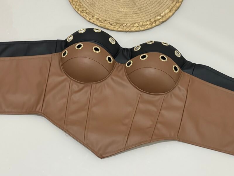 CORSELET EM COURO FAKE COM ILHÓS E BOJO – Imagem 1 [nsid:874541731]