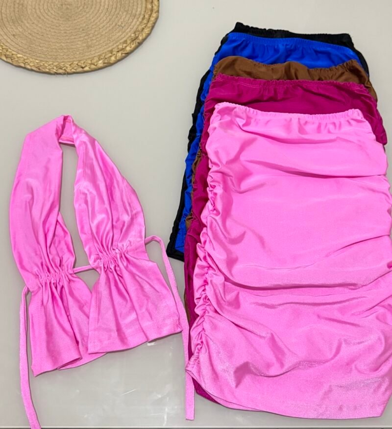 CONJUNTO MIDI TRIX EM POLIAMIDA ACETINADA COM ELÁSTICO DRAPEADO NAS LATERAIS DA SAIA – Imagem 5 [nsid:879659907]
